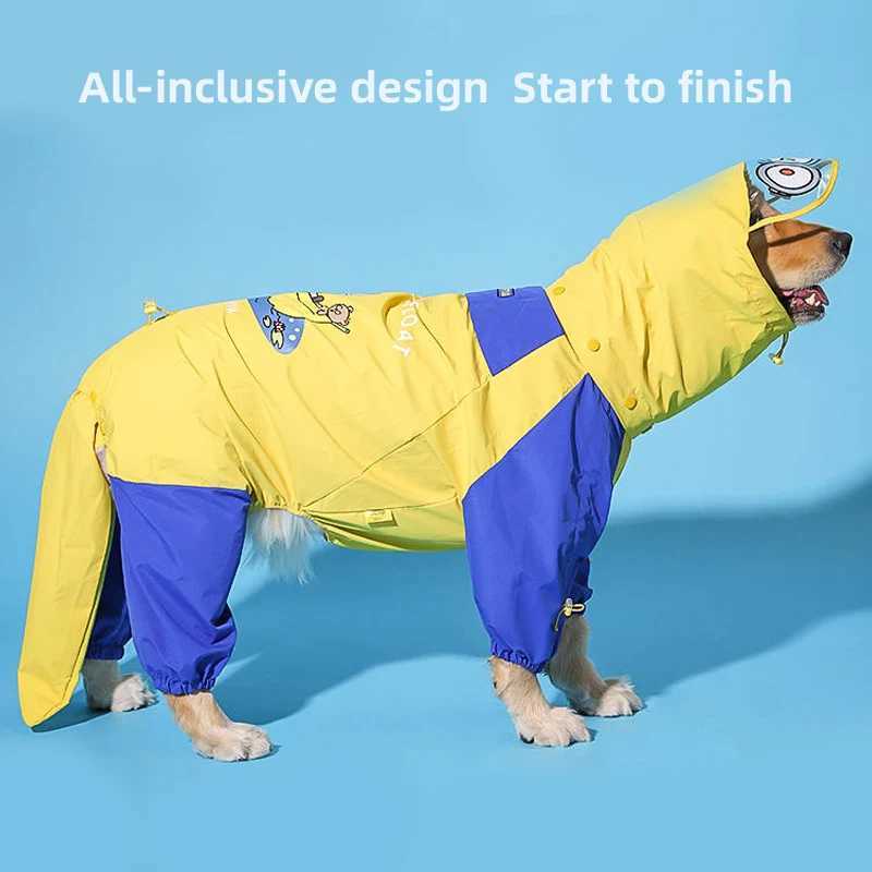 Dog Raincoat Printed Waterproof Raincoat Medium and Large Dogs All Inclusive Pet Clothes Big Dogs Four Legged Coat Pet RaincoatXJ250121