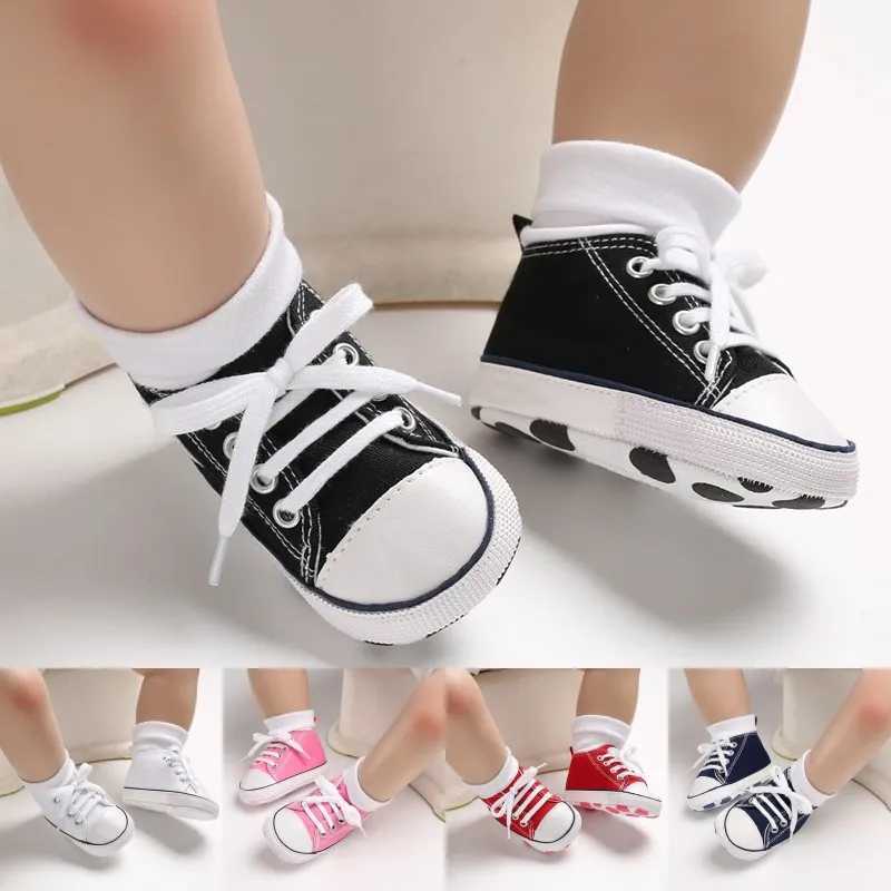 Baby canvas classic sports shoes newborn boys and girls printed celebrity first walking shoes baby anti slip baby shoes X250129