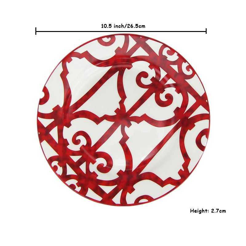 Ceramic Steak Plate Set Coffee Cup and Saucer Bone China Dinnerware Western Food Tray Red Pattern Dishes Afternoon Tea Cup X250129