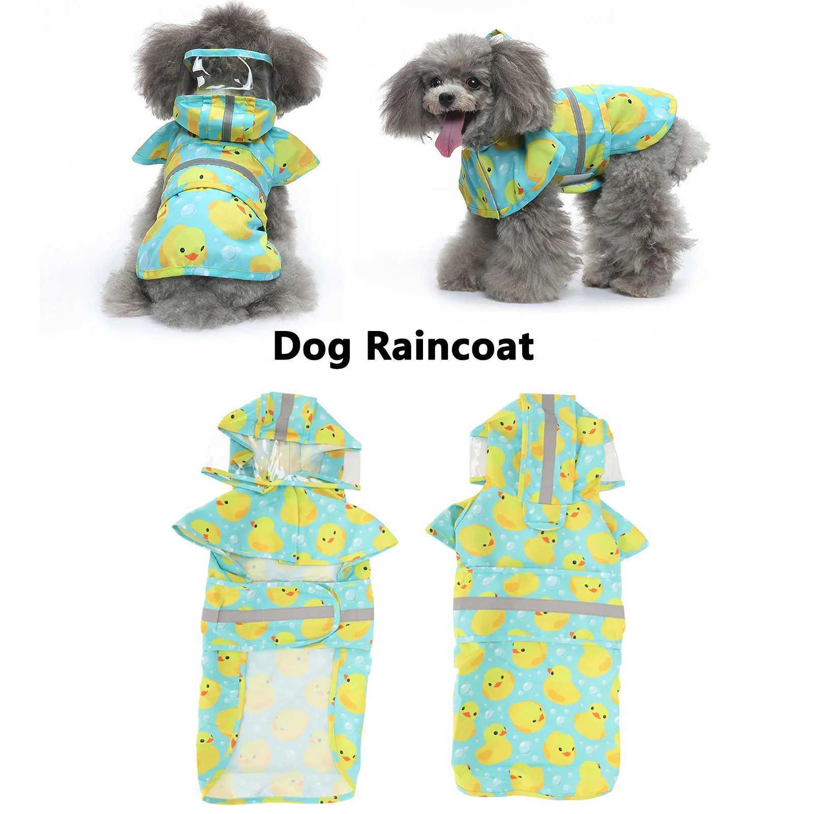 Pet Rain Jacket Duckling Pattern Waterproof Reflective Adjustable 4 Legs Hooded Dog Raincoat For Small And Medium DogsXJ250121
