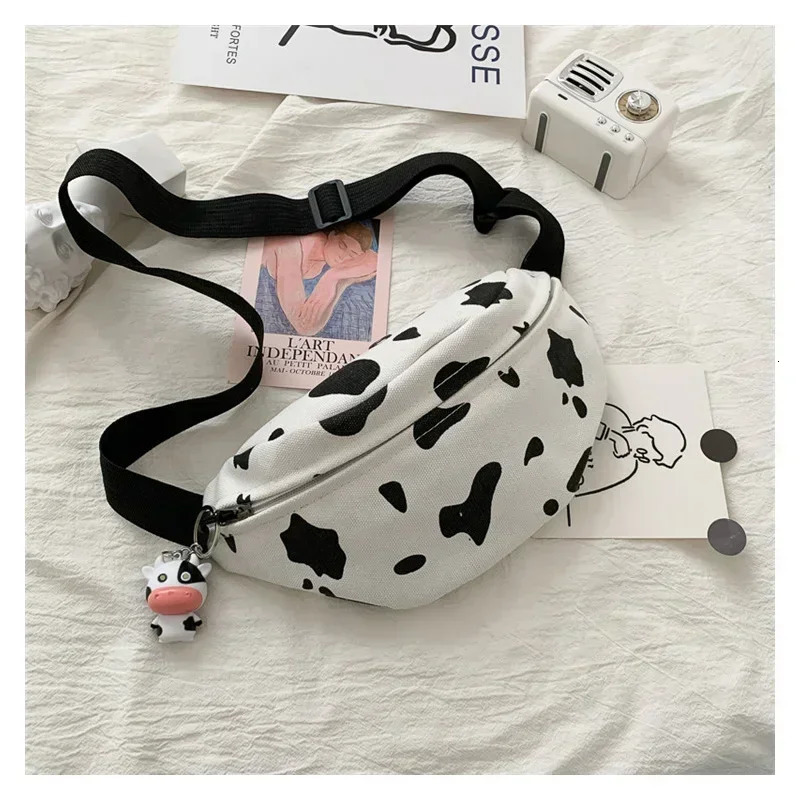 Woman Chest Bag Korea INS Cow Canvas Small Waist Pack Japanese Harajuku Style Wild Cute Student Chest Bag Female Pockets 250122