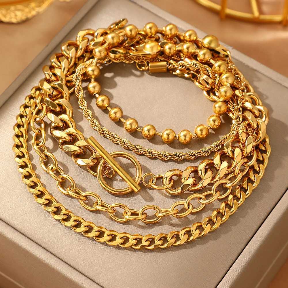 Stainless Steel Bracelets Set 5 Pcs Fashion Luxurious Unusual Non-fading High-quality Bracelet Set For Wen Jewelry Party Gift X250129