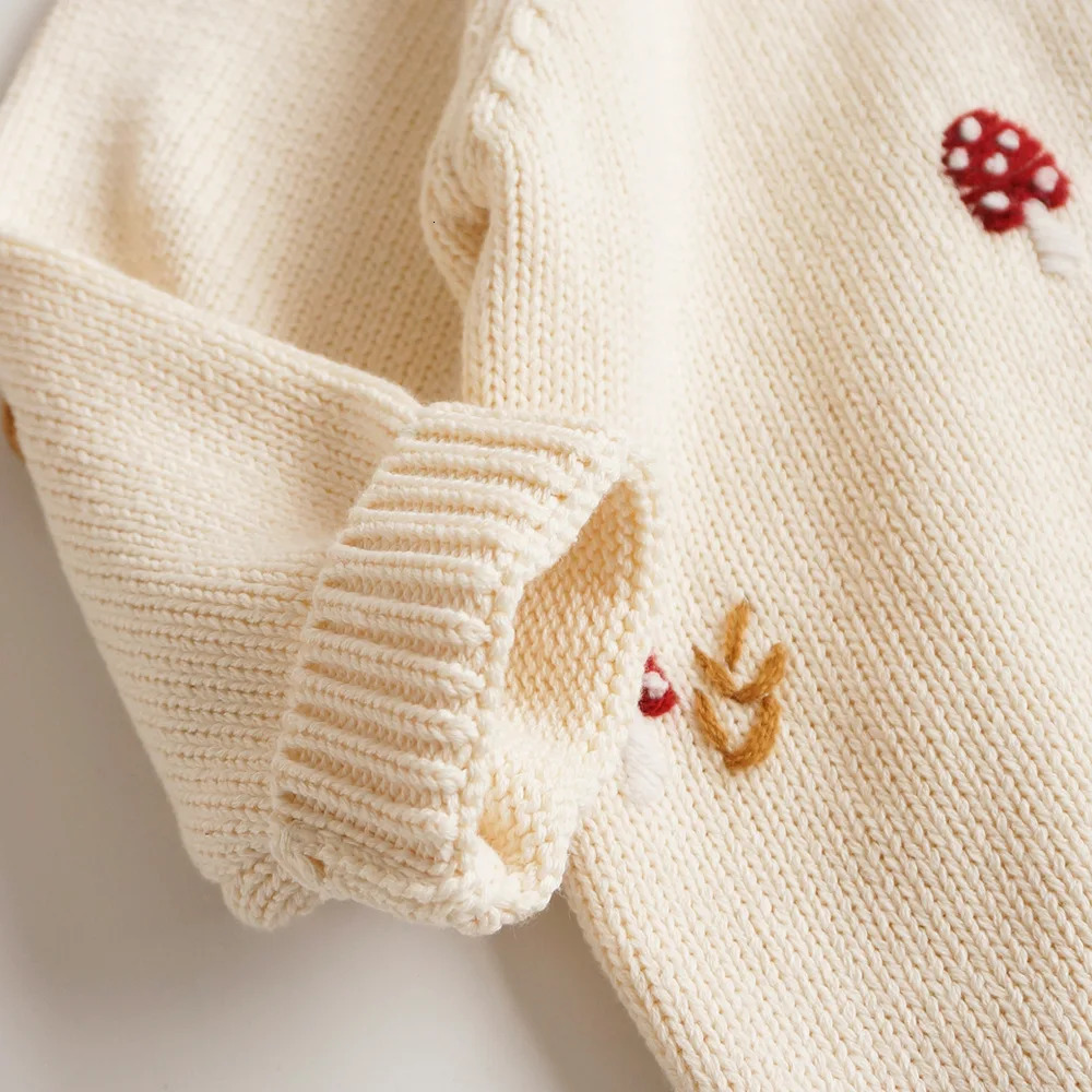 deer jonmi Autumn Winter Baby Girls Knitted Sweaters Embroidery Mushroom Toddlers Kids Cotton Cardigan Coats 250120