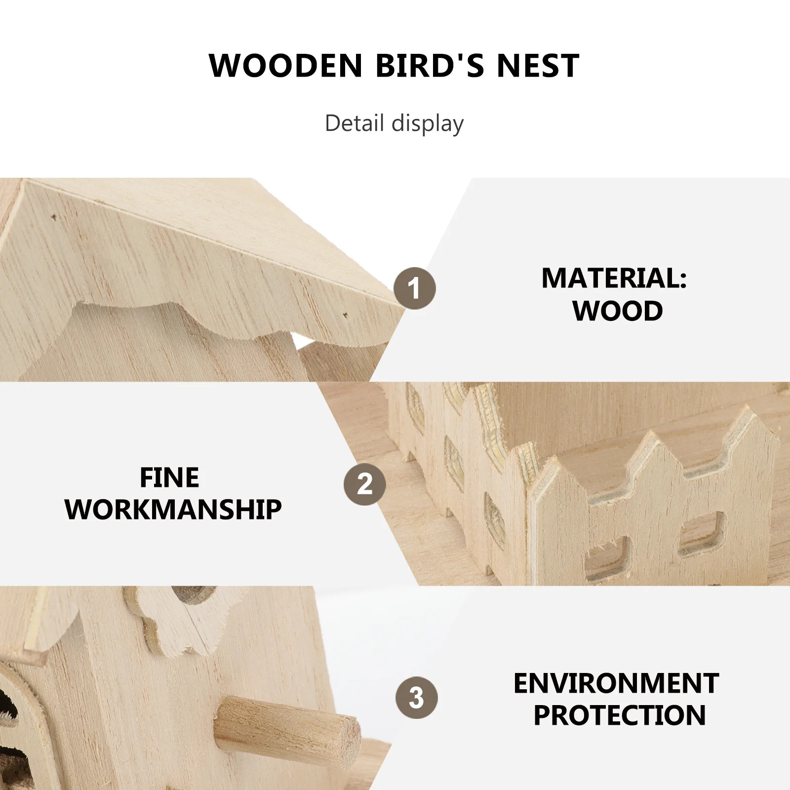 Wooden Bird House Pet Bird Nest Hanging Sleeping Nest Bird Nest Box Garden Decor Wooden Bird Nest Decoration 250121