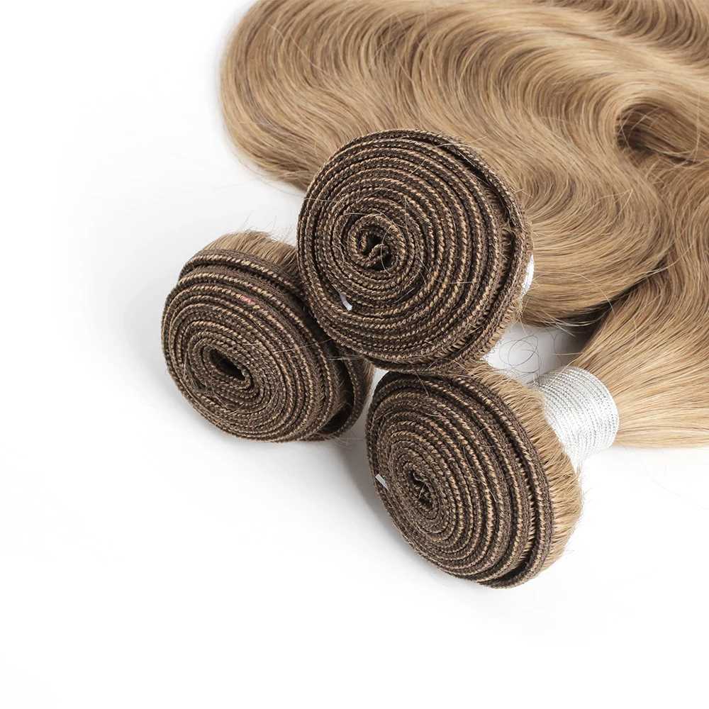 Body Wave Color 8 Ash Blonde 2/3/4 Bundles With 4x4 Clo Free Part Indian Remy Human Hair Weave Extension 95-100g/PC AlXJ250120