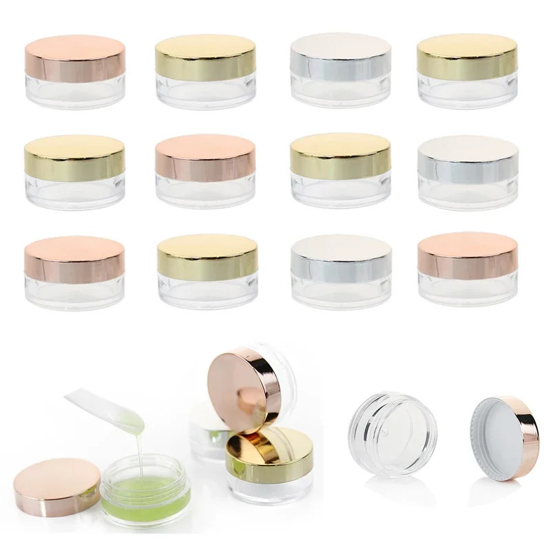 30pcs 10g 10ml Empty Jars Plastic Cosmetic Container Refillable Bottle with Gold Lid for Face Cream Container Makeup Jar Pots 250122