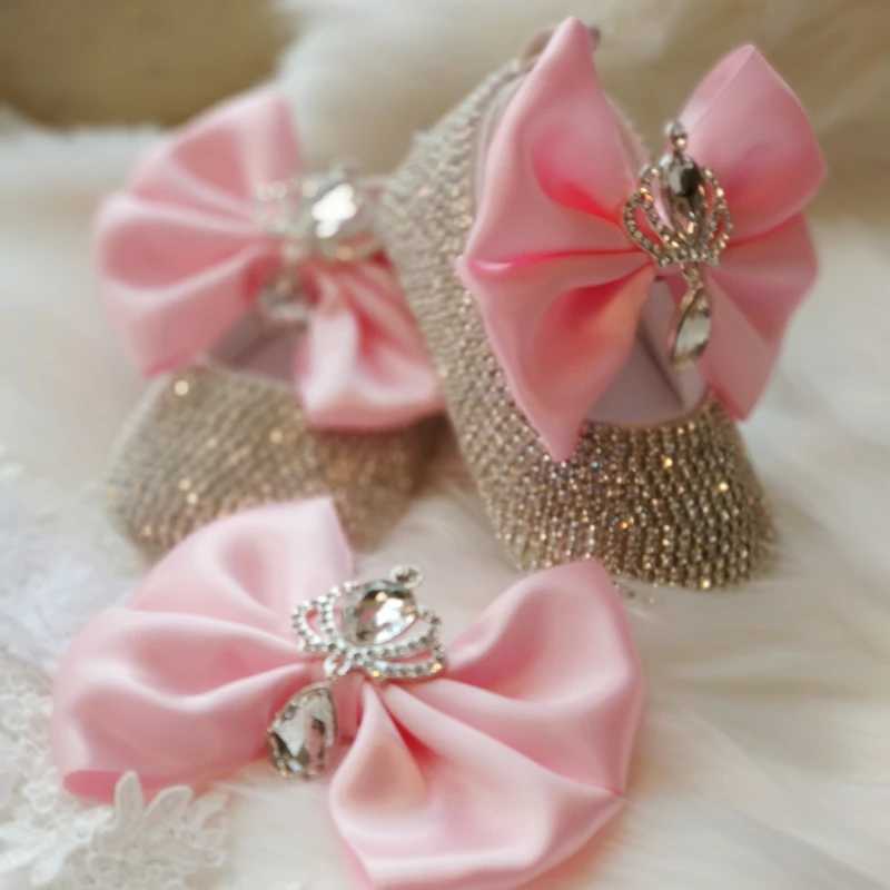 Dollbling Newborn Photography Baby Girl Royal Crown Personalized Gift Nursery Deco Bling Pink Rhinestone Shoes Headband Set X250129