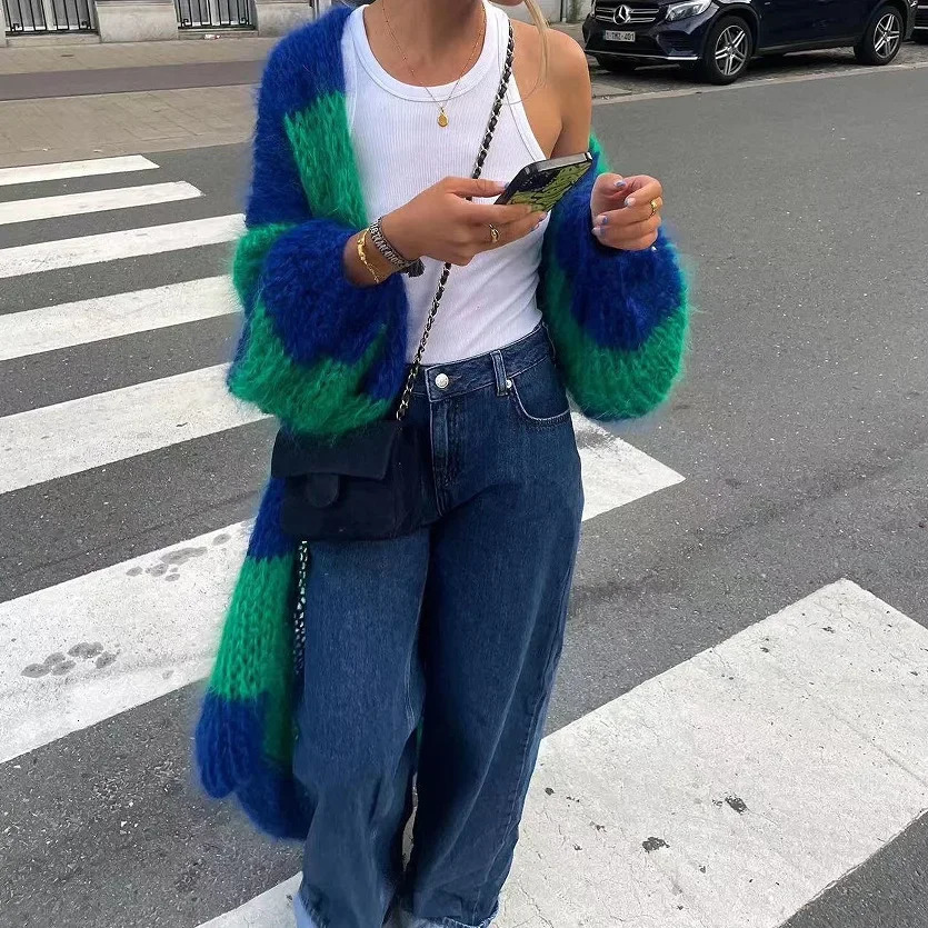 Spring Striped Women Sweater Long Cardigan Keep Warm Loose Sweaters Female Springr Elegant Casual Trendy Ladies Clothes 250114