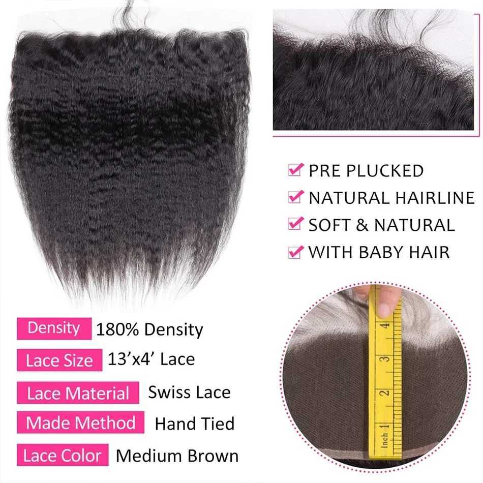 12A Raw Indian Kinky Straight 3 Bundles With Clo Human Hair Bundles With HD Frontal Yaki Straight Weave Bundles With FrontalXJ250120