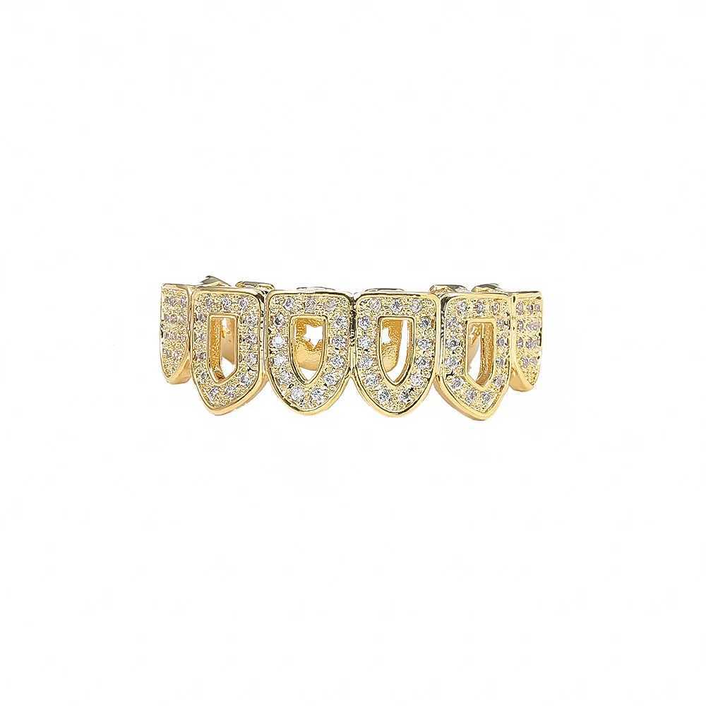 Full CZ Stones Star Teeth Grillz Caps Cubic Zircon Iced Out Micro Pave Top Bottom Charm Grills Set For Men Women Hip Hop JewelryXJ250114
