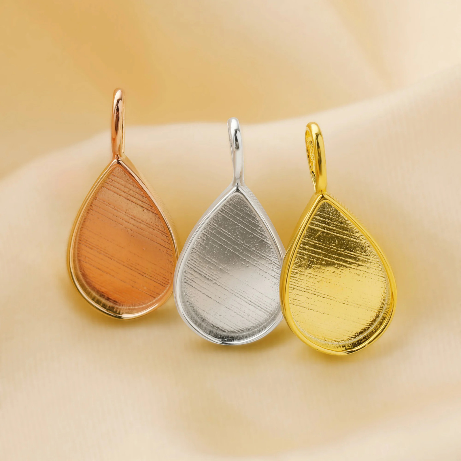 Breast Milk Resin Pear Solid Back Pendant Bezel SettingsSolid 925 Sterling Silver Rose Gold Plated Pendant 1431164 250117
