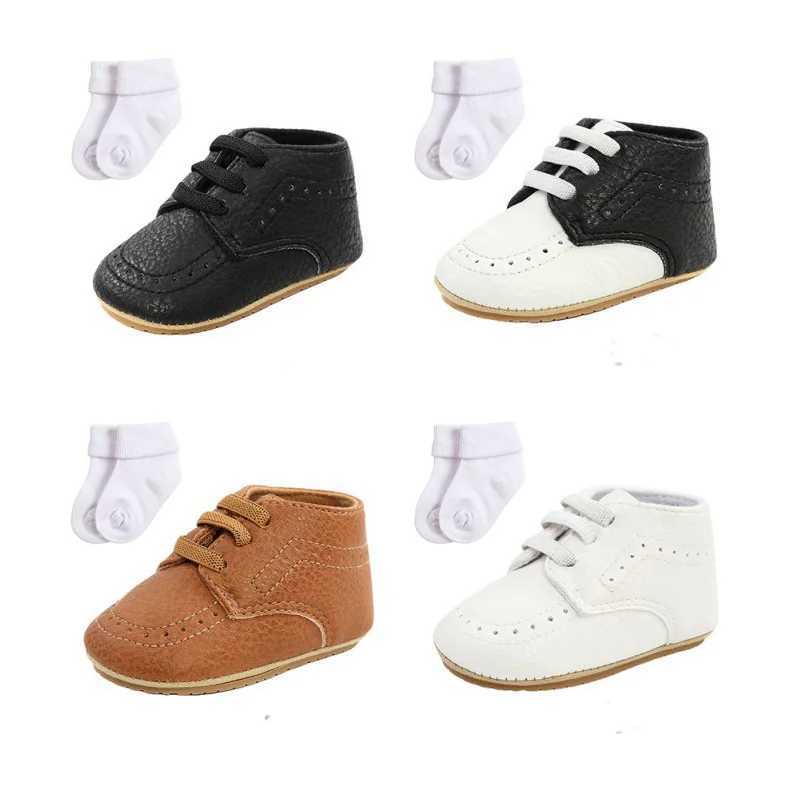 2 pieces of children newborns babies boys and girls coated shoes shoelaces soft shoe soles anti slip first step walker+0-18M socks X250129