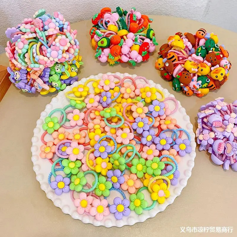 30pcs Childrens Hair Circles Small Size Girl Cute Flower Non Harmful High Elastic Headband Baby Tied Little Jiujiu Rub 250117