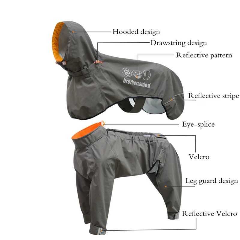 Waterproof Dog Raincoat Jumpsuit For Medium Large Dogs Rain Coat Outdoor Pet Clothes Puppy Doberman Labrador Husky JacketXJ250121
