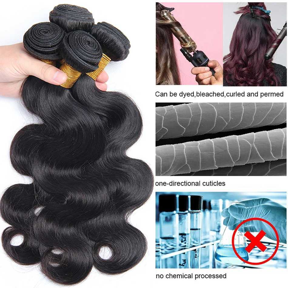 12A Brazilian Virgin 100% Unprocessed Human Hair Body Wave Bundles With Clo Frontal 3 Bundles With 13x4 Lace Frontal WigXJ250120