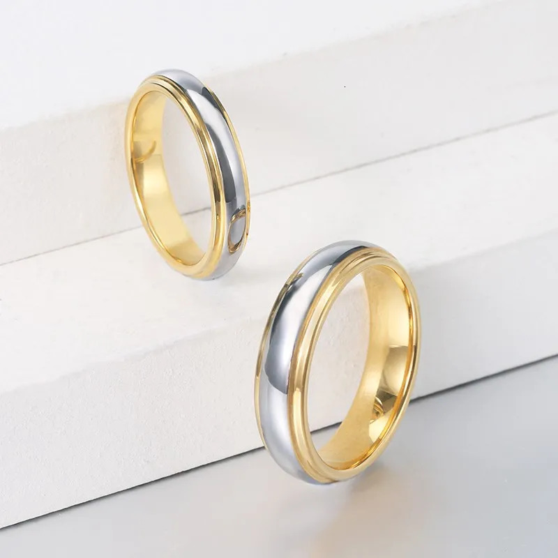 BONLAVIE 6mm 4mm wide dome polished step gold galvanized tungsten ring wedding ring comfortable suitable for tungsten carbide ring 250109