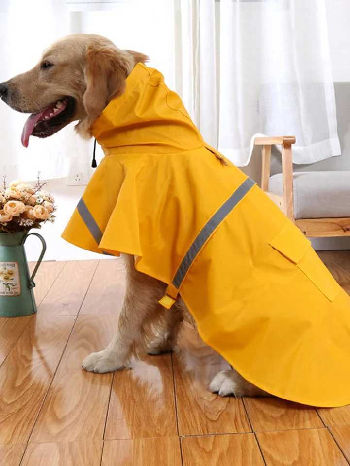 1pc-Reflective dog raincoat with smooth hooded raincoat suitable for small and medium-sized dogs; Waterproof dog clothingXJ250121