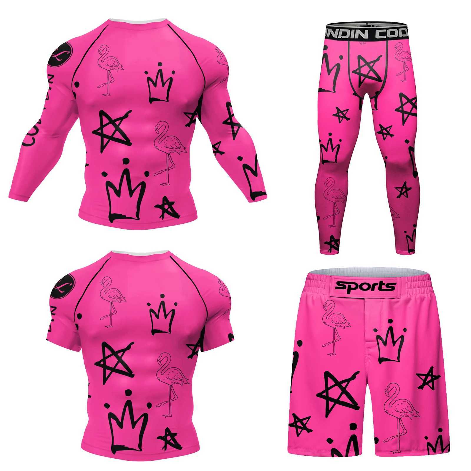 Cody Lundin Men Active Wear Pink Athletic Gym T-shirt uv protection Men Rash Guard BJJ water jitsu Rash Guard MMA Grappling Shorts X250129