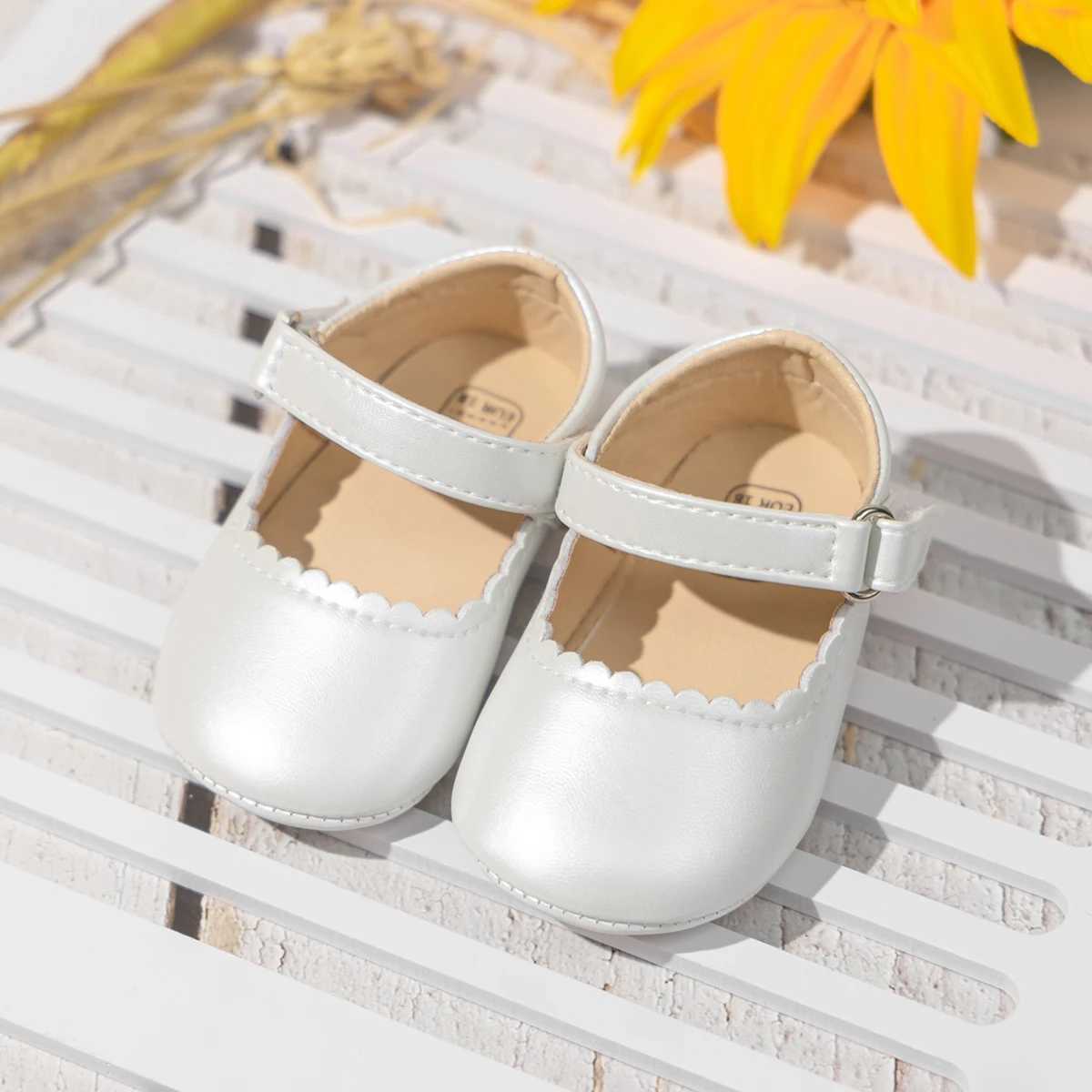 KIDSUN Spring Newborn Pu Baby Dress Girls Shoes Rubber Sole Anti slip First Step Walker Preschool White Girls Wedding Dress X250129