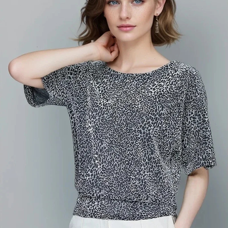 2024 Summer Women Shirts Fashion Womens Elegant Shine Glitter Tops Short Sleeve Blouse Shiny Sequin Casual Clothes 9197 250121