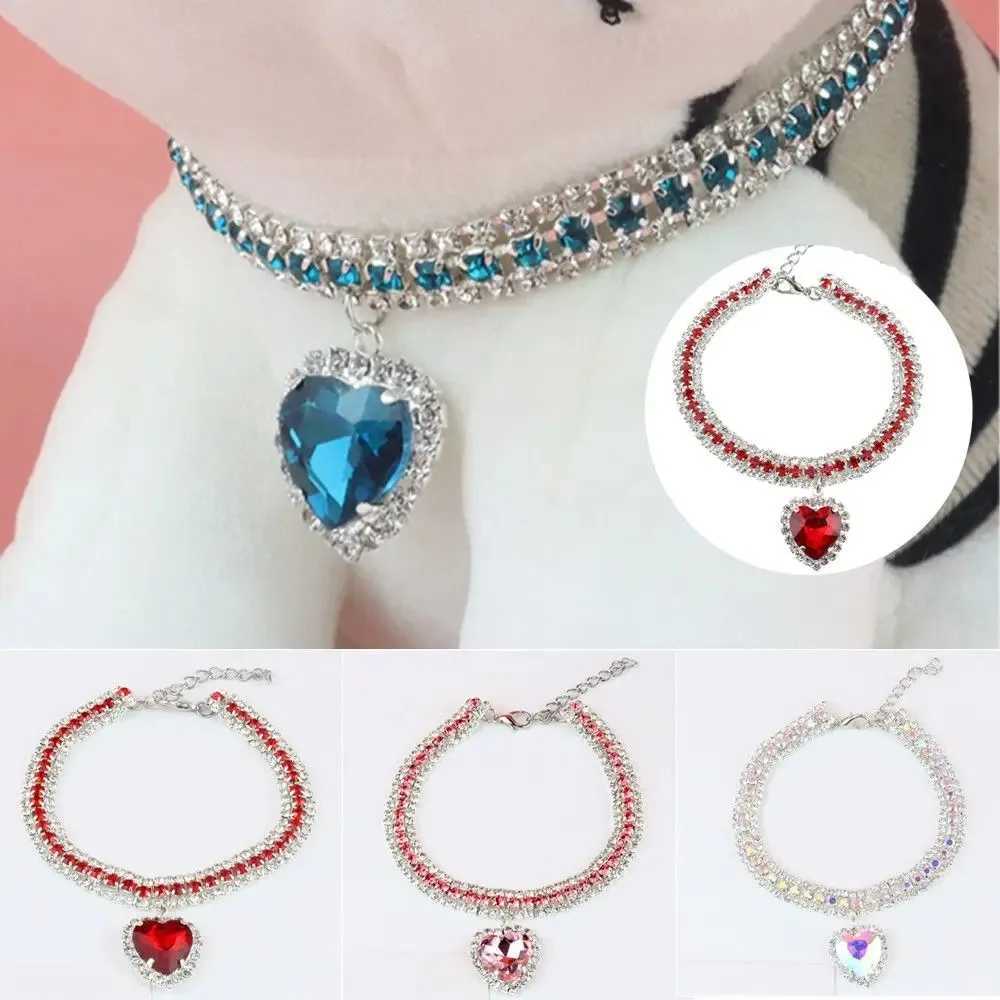 Jewelry Rhinestone Dog Collar Cat Heart Crystal Diamond Necklace Pet Bling Princess Collar Puppy Supplies Luxury Pet Accessories X250129