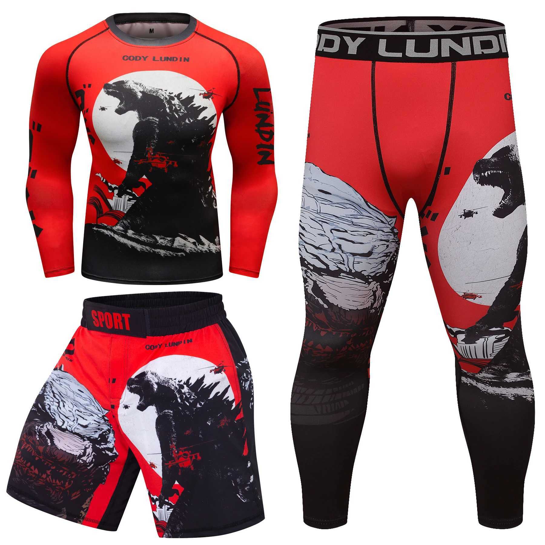 Cody Lundin Mens Red Gym Fitness Sports Suit Jiu jitsu Bjj Rashguard Sublimation Boxing No Gi Training Sets Fighting Wear X250129