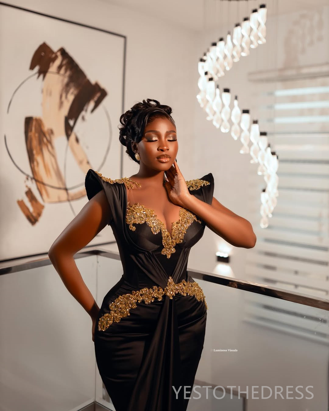 2025 Black Evening Dresses Prom Dresses Mermaid Gowns For Black Women Sheer Neck Illusion Appliqued Beaded Lace Birthday Party Dress Second Reception 