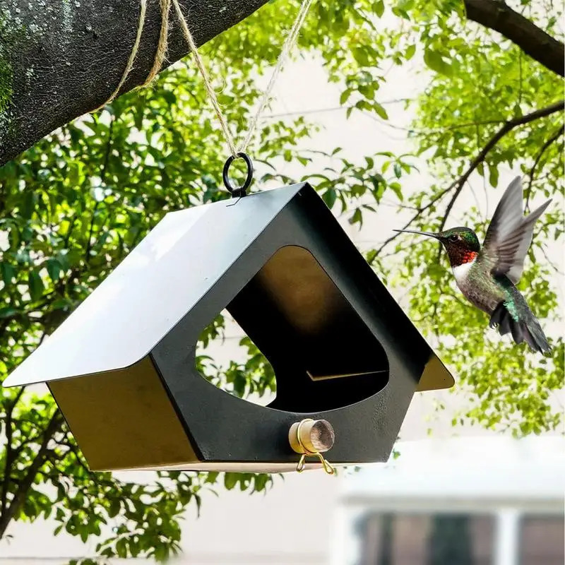 Metal Iron House Bird Feeder Outdoor Birds House Hanging Feeding Station Food Container For Garden Park 250121