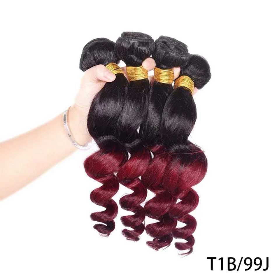 DreamDiana 10A Ombre Human Hair 3 Bundles with Clo T1B/30 Remy 100% Malaysian Hair Loose Weave 3 Bundles with Lace CloXJ250120