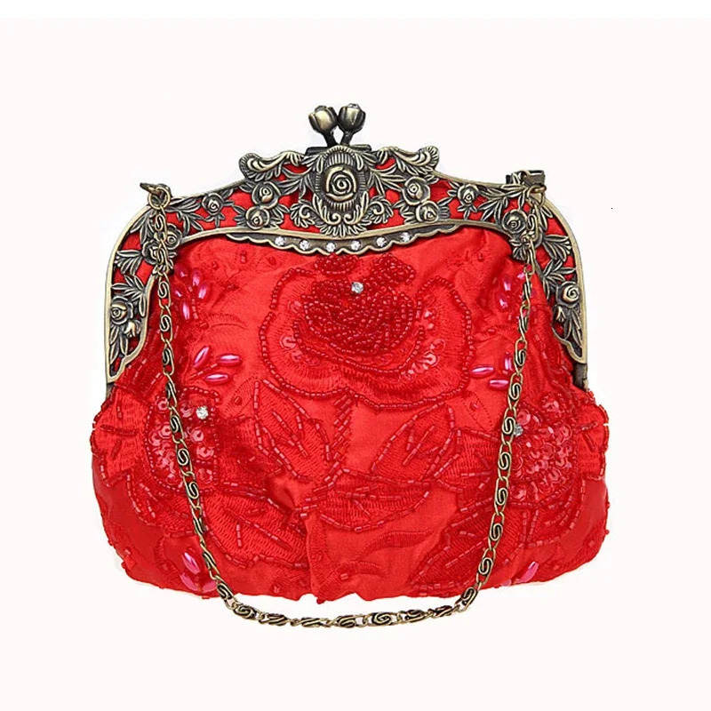 retro beaded night bag embroidered bag diamond sequin clutch handbag bridal bag 250120