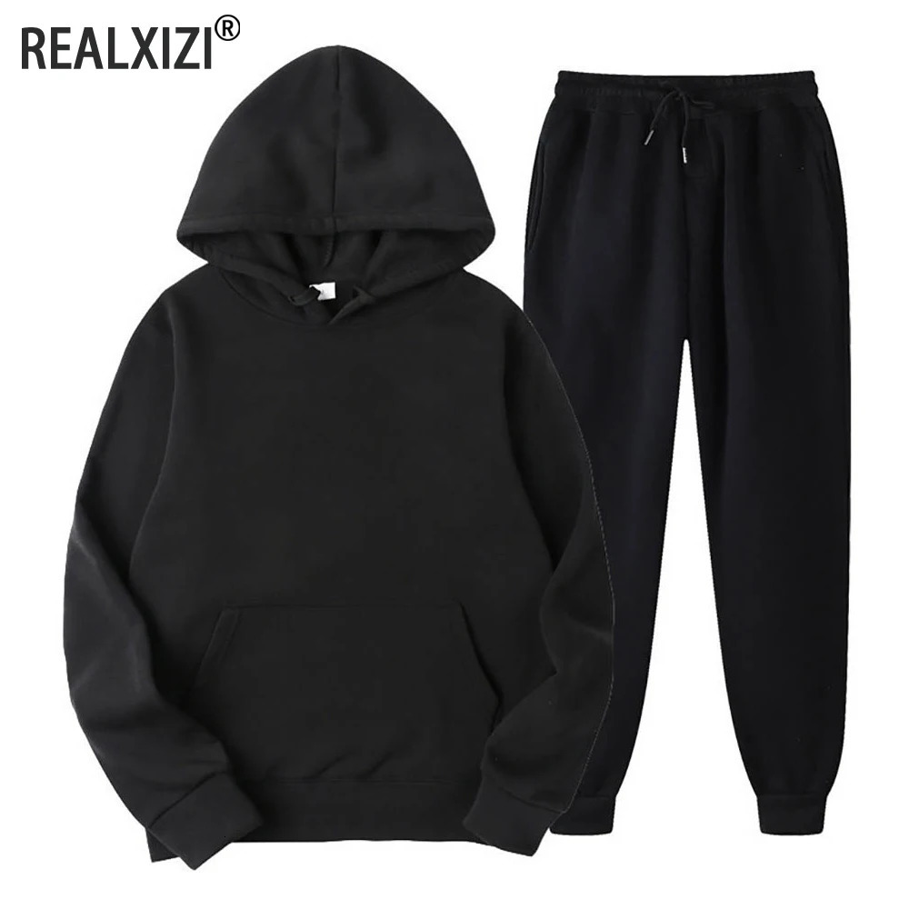 Men Tracksuit 2 Pieces Sets Hooded Sweatshirt Drawstring Pants Male Hoodies Running Sportswear Men Women Autumn Sportwear 250121