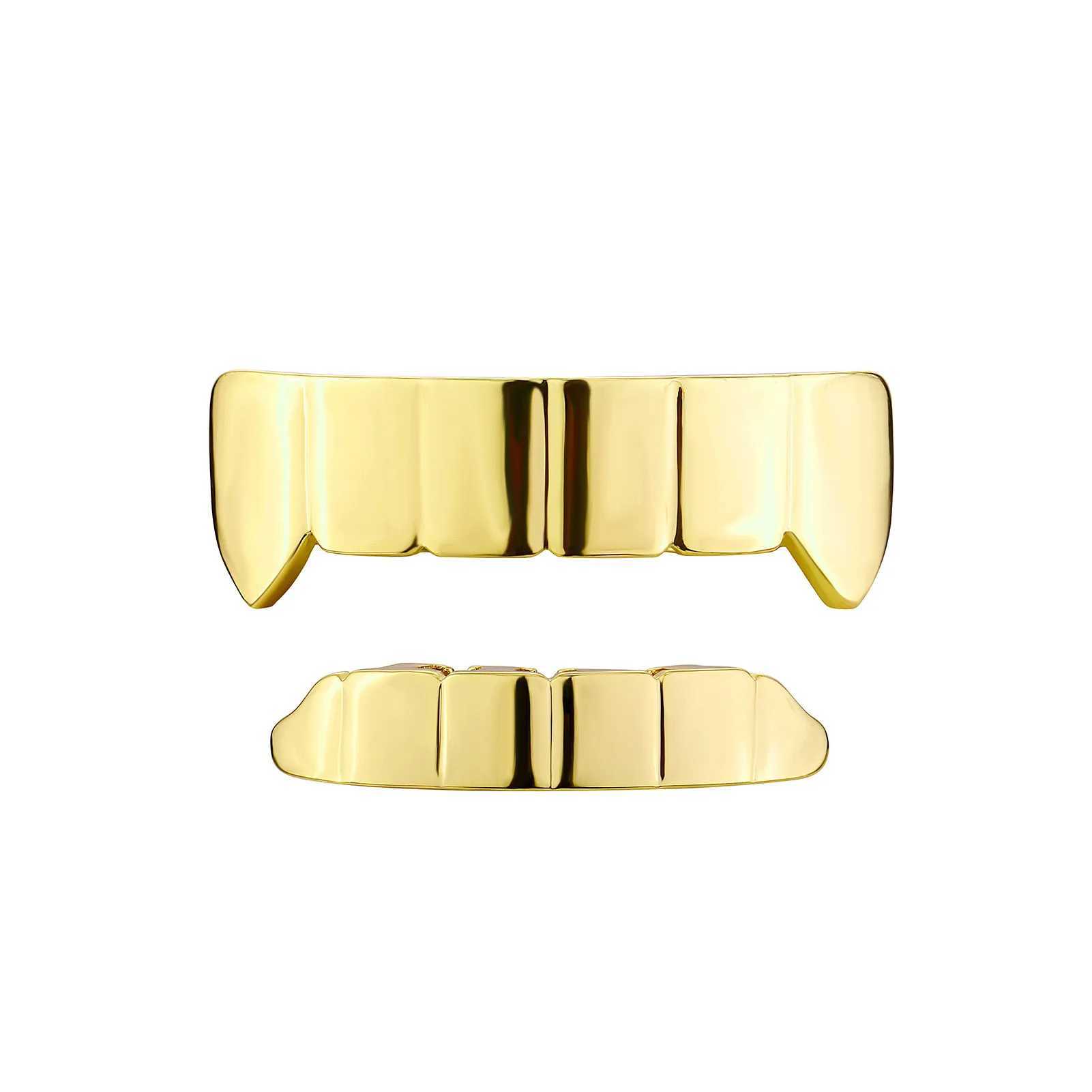 1set Hip Hop Gold Silver Color Teeth Grillz Plated Dental Grills Rock Tooth Grillz Caps Teeth Caps Halloween Vampire CosplayXJ250114