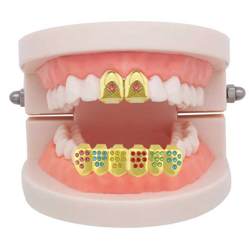 Hip Hop Iced Out Bling Zircon Teeth Grillz For Unisex Cubic Zircon Paved Teeth Grills Caps Top Grillz Hip Hop JewelryXJ250114