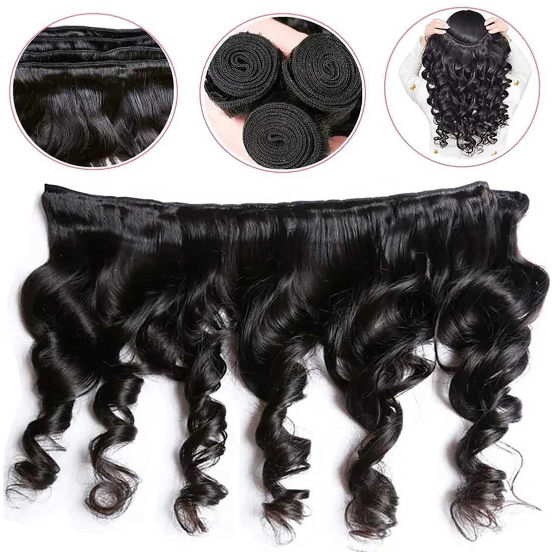 Vallbest Loose Wave Bundles With 4X4 Lace Clo Free Part Loose Wave Human Hair Bundles Unprocessed Brazilian Hair BundlesXJ250120