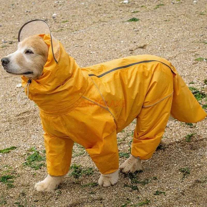 Pet dog big dog medium to large dog golden haired Samoyed Alaska all inclusive raincoat hooded bag tail rain gearXJ250121