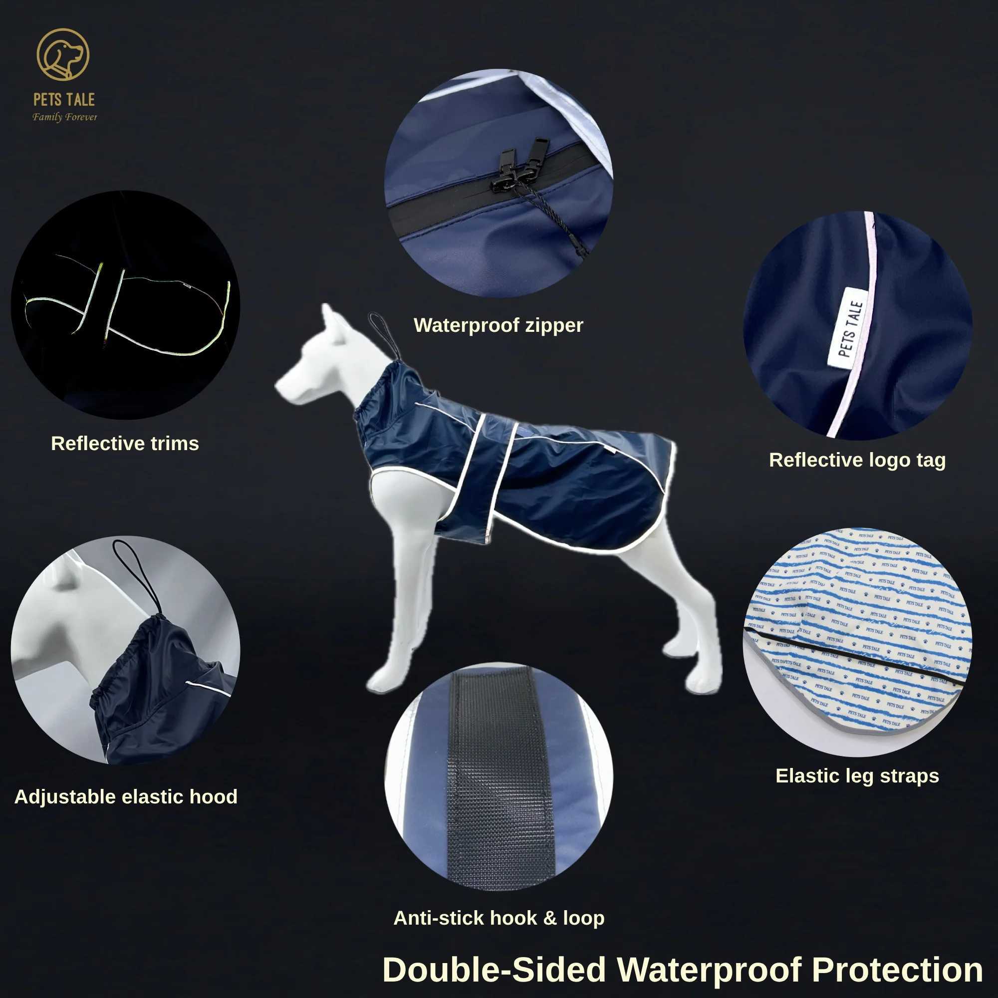 Waterproof Dog Raincoat with Reflective Strips and Adjustable Hood - Red Yellow Navy BlueXJ250121