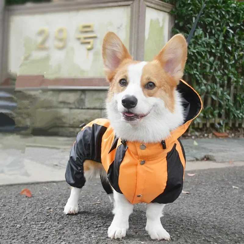 Corgi Dog Clothes Jumpsuit Waterproof Clothing Pembroke Welsh Corgi Dog Raincoat Hooded Rain Jacket Dropship Pet OutfitXJ250121