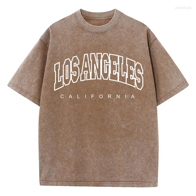 Men's T Shirts White Los Angeles Art Pattern Design Print Tshirt Male Versatile Sports Shirt Aesthetic Daily T-Shirts Harajuku Loose Tops