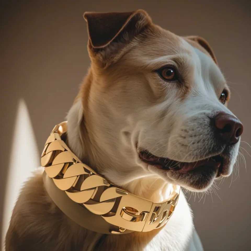 Gold Cuban Chain Pet Bully Large Dog Leash Customized Stainless Steel 32mm Pitpull Bulldog Strong Collar Strap X250129