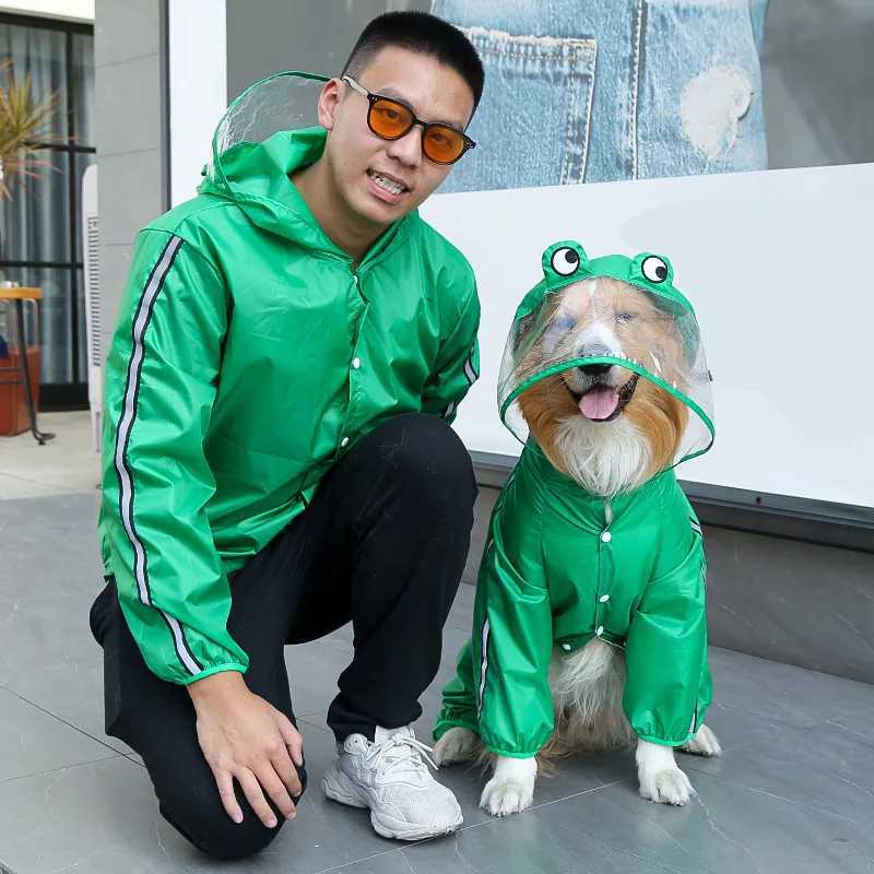 1PCS Pet Dog Raincoat Fashion Dinosaur Frog Style Jumpsuit Waterproof Dog Jacket Puppy Water Resistant Clothes for Dogs Pet CoatXJ250121