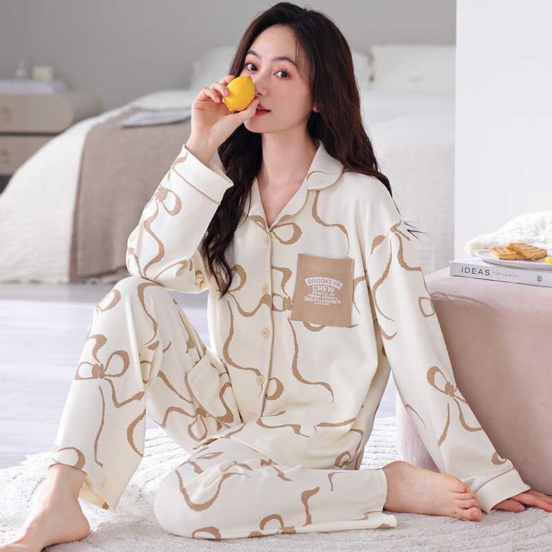 New best-selling pajamas women's spring and autumn cotton long-sleeved new high-end loungewear autumn and winter suit
