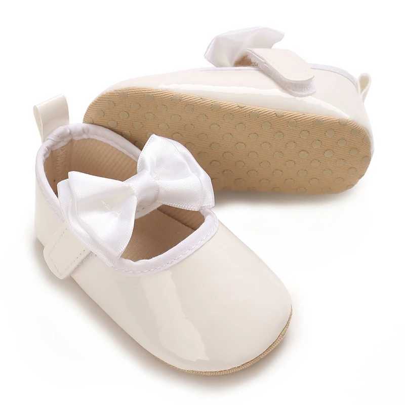 Cathery Baby Shoes Bowknot Rubber Sole Anti-slip PU Ballet Slippers Baby Girl Dress Shoes First Walker Toddler Crib Shoes X250129