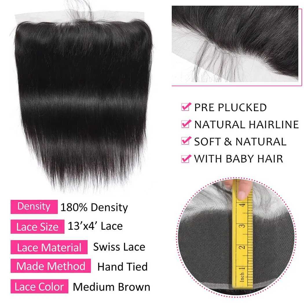 Straight Human Hair Bundles with Clo Brazilian Human Hair 3 Bundles with 13x4 Lace Frontal Clo Remy Hair Bundles NaturalXJ250120