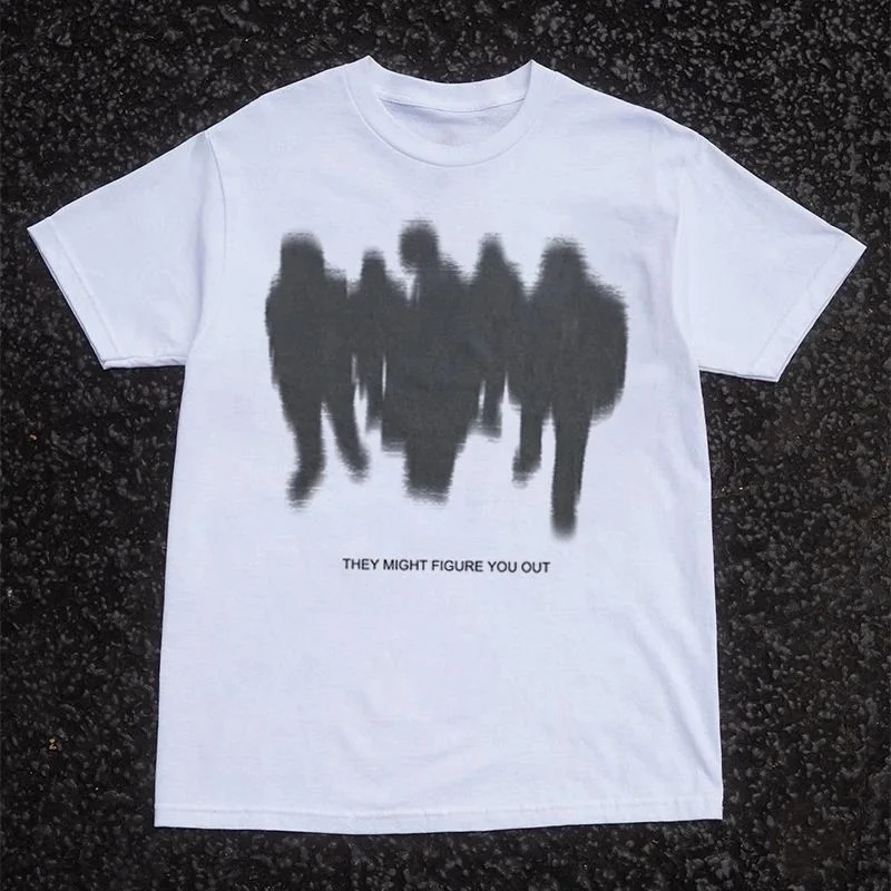 Mens TShirts Oversized Shadow Cotton Harajuku Goth Y2k Streetwear Tops Short Sleeve Korean Fashion Hip Hop Aesthetic Clothing 250122