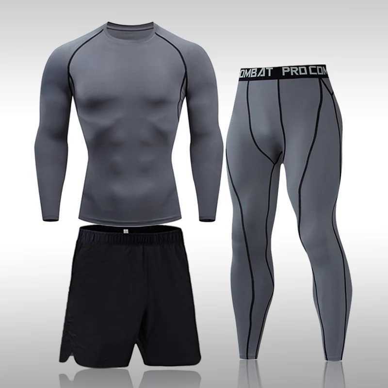 Mens 3-Piece Sportswear Sports Suit Running Gym Training Of Mens Quick-Drying Compression Clothing Tracksuit Men X250129