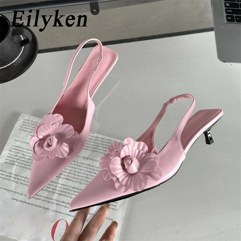 Eilyken Sexy Wer Pointed Toe Thin Low Heels Women Pumps Elegant Wedding Sgback Shoes Mules Atos De Mujer