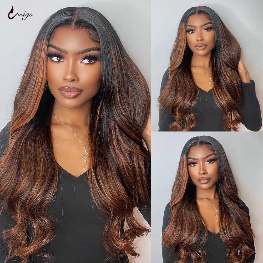 FB 30 Body Wave Bundles With Clo Highlight Brazilian Human Hair Extension Bundles With 4x4 Clo Ombre Brown Bundles HairXJ250120