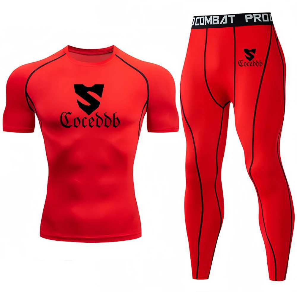2pcs Mens Compression Sportswear Suit Gym Tight Sets Workout Jogging MMA Fitness Sports shirt+Pants Tracksuit Running Set X250129
