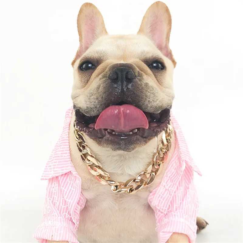37cm Dog Gold Chain Acrylic Chain Buckle Teddy Pug Small and Medium Dog Collar Pet Necklace Jewelry X250129