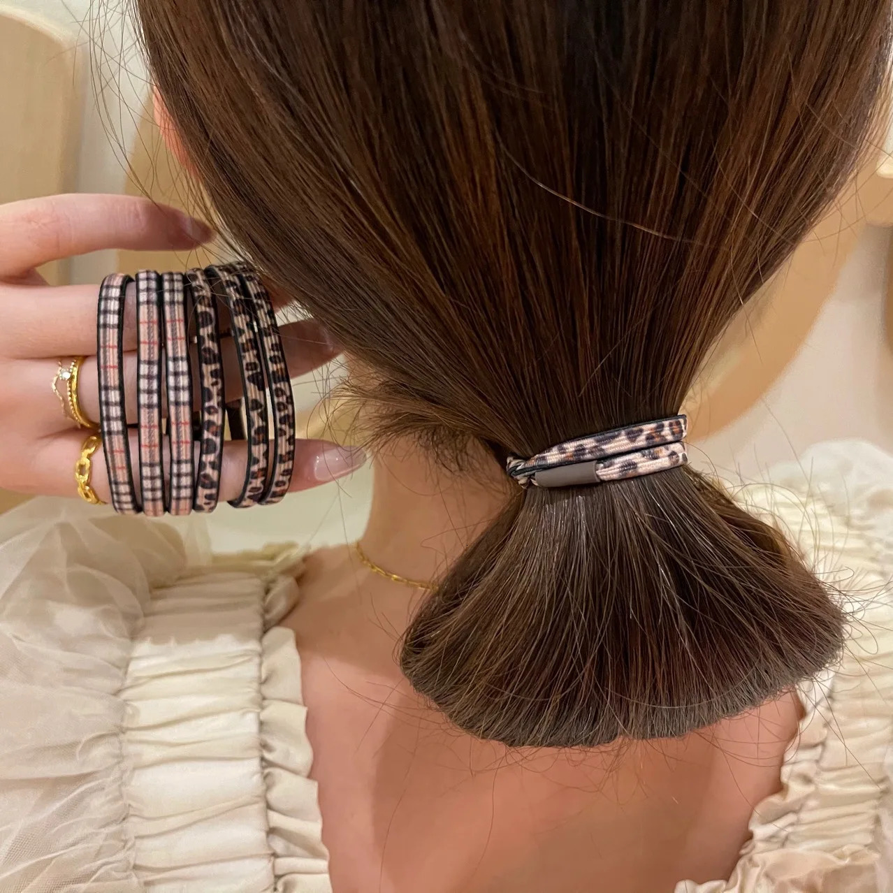 20pcsset Classic British Fashion Leopard Hair Band Rubber Ponytail Fixed Accessories Tools Women Rings Ties 250118